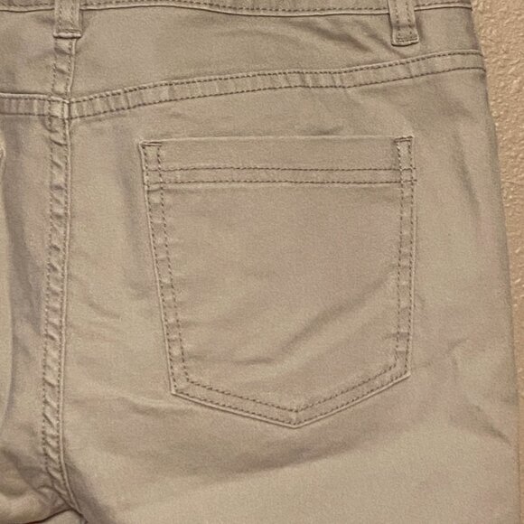 DG2 Diane Gilman Tan Denim Jeans Striped Elastic Ankle Cuffs Stretch Size (8T) - Picture 3 of 8